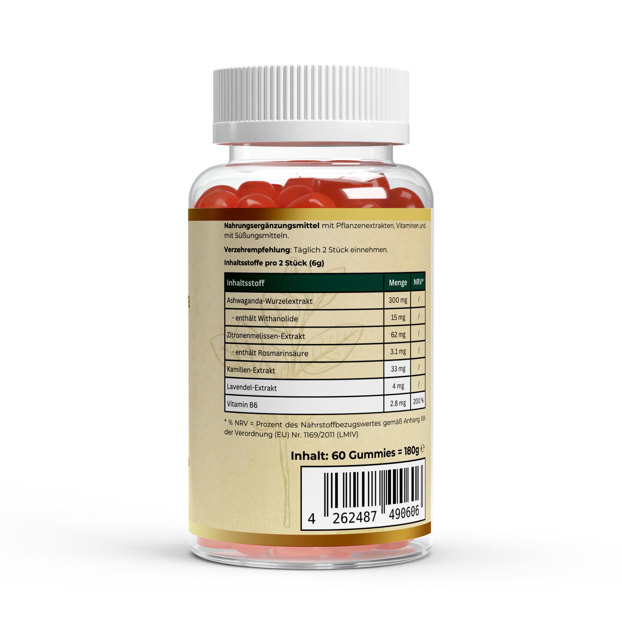 Premium Ashwagandha Gummies 300 + Vitamin B6,- 60 Stk