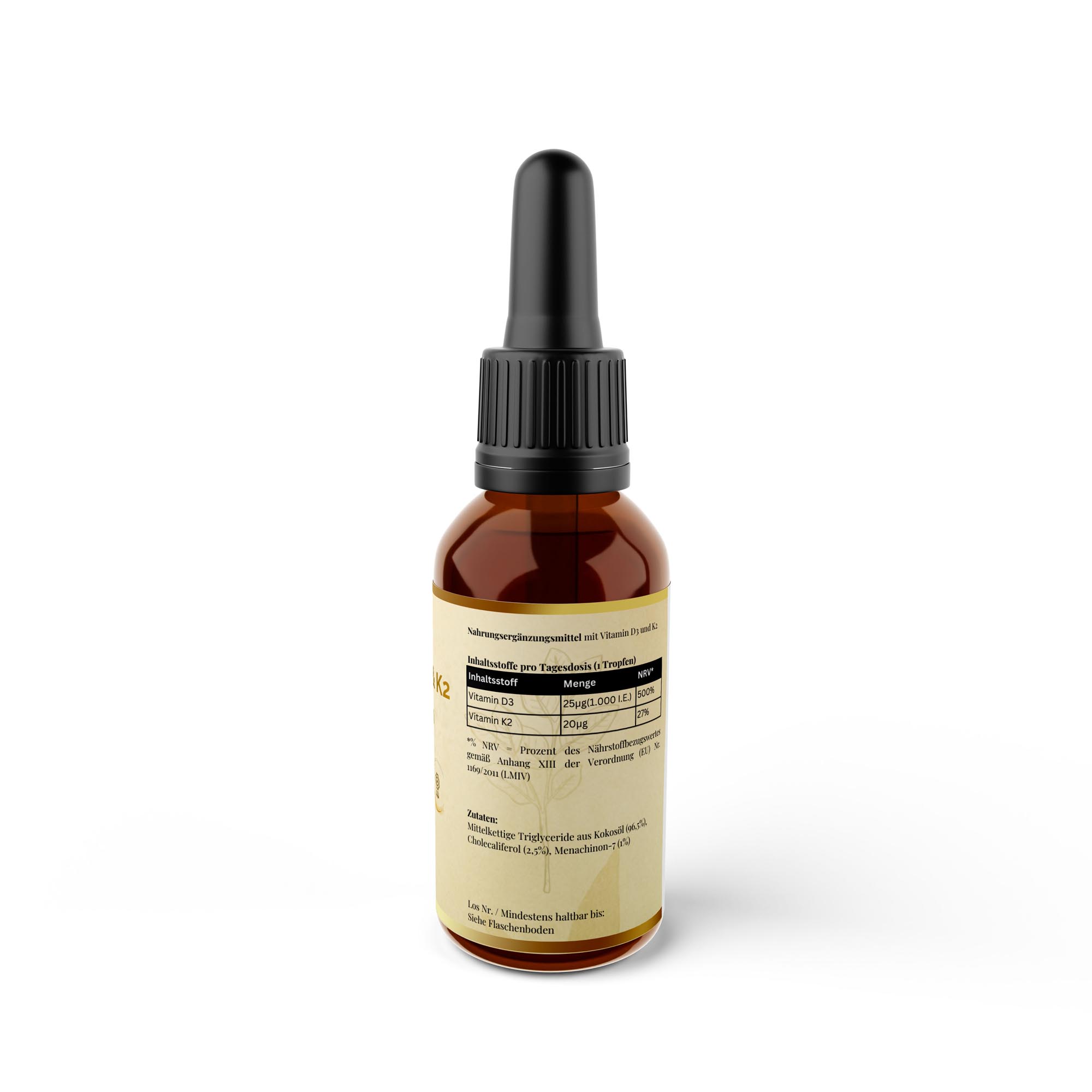 Vitamin D3 + K2 - 1.700 Tropfen (1.000 I.E.) - 50ml