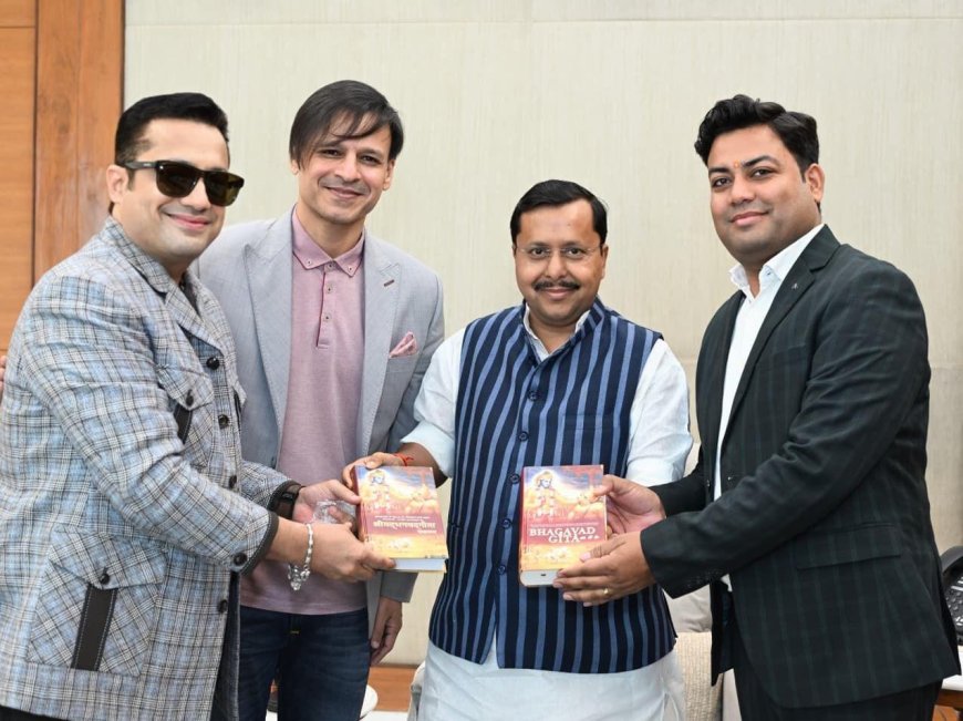 Dr Vivek Bindra, Vivek Oberoi and Dr Arvind Dwivedi Meet BJP National President Nitin Nabin to Discuss Recognition of Shrimad Bhagwat Geeta as India’s National Book