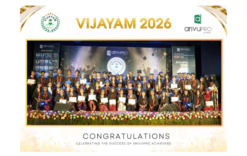 ArivuPro Academy Celebrates Professional Education Excellence at Vijayam 2026, Honours Top Achievers Across CA, CS, CMA, ACCA and CMA USA