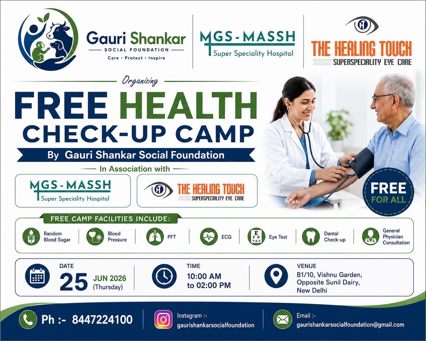 Gauri Shankar Social Foundation Organizes Free Health Check-Up Camp in Delhi to Promote Community Healthcare