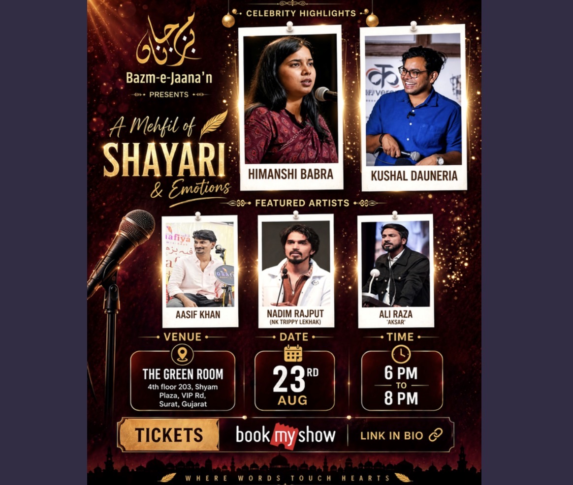 Surat to Host ‘A Mehfil of Shayari & Emotions’ by Bazm-e-Jaana’n on August 23