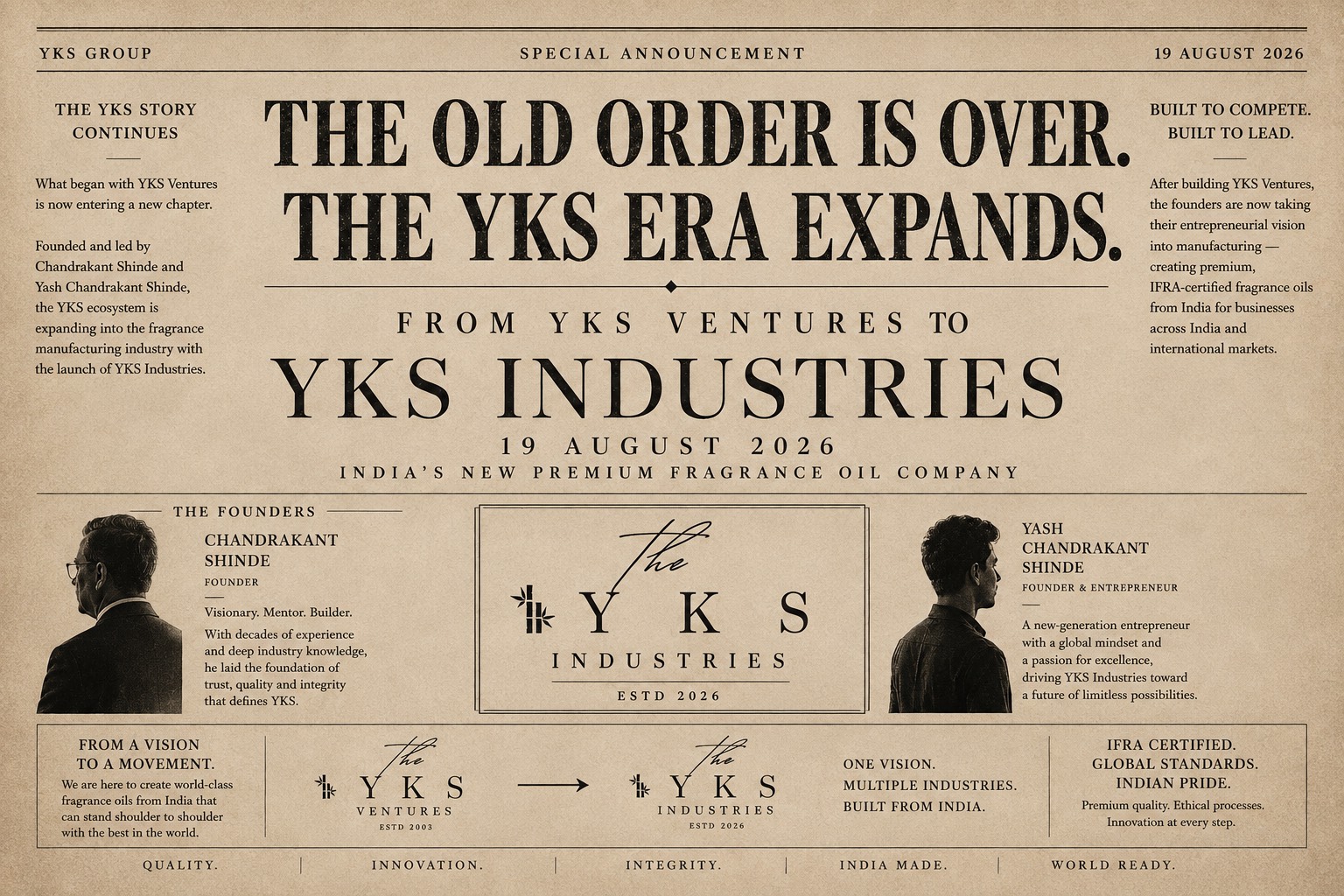 YKS Industries Launches Premium Fragrance Oil Venture, Bringing Indian Innovation to the Global Fragrance Market