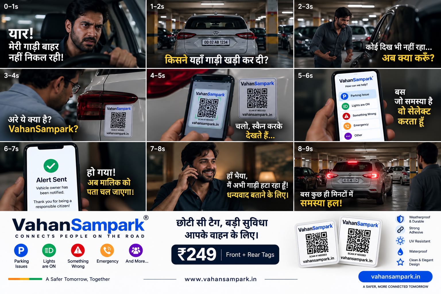 VahanSampark: The Smart QR Vehicle Tag Making Parking, Emergency and Vehicle Alerts Easier — Detail photograph 1
