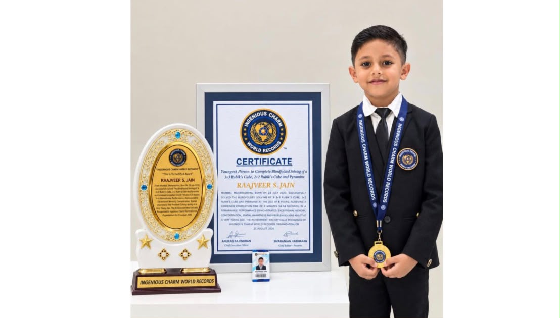 Raajveer S. Jain Sets World Record for Blindfolded Solving of 3×3, 2×2 Rubik’s Cubes and Pyraminx