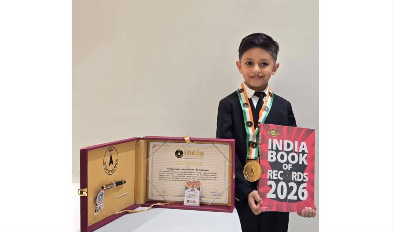 Raajveer S. Jain Sets World Record for Blindfolded Solving of 3×3, 2×2 Rubik’s Cubes and Pyraminx — Detail photograph 1