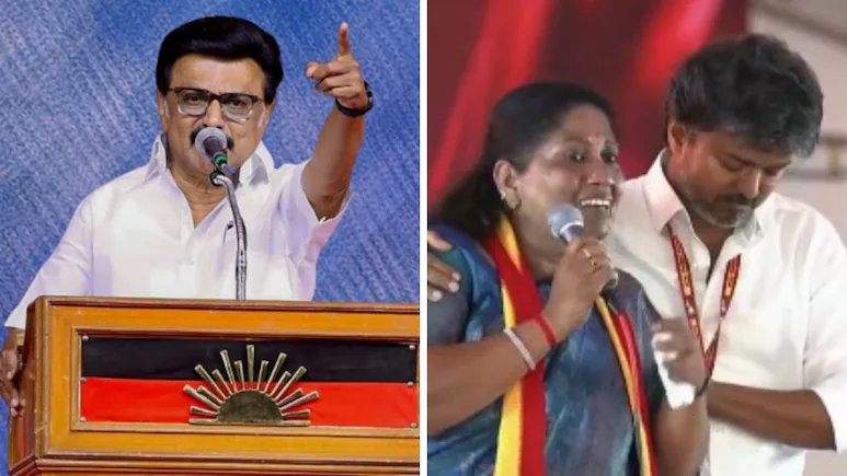MK Stalin's Remarks on TVK Candidate Sathyabama Trigger Body-Shaming Controversy Ahead of Dharapuram Bypoll