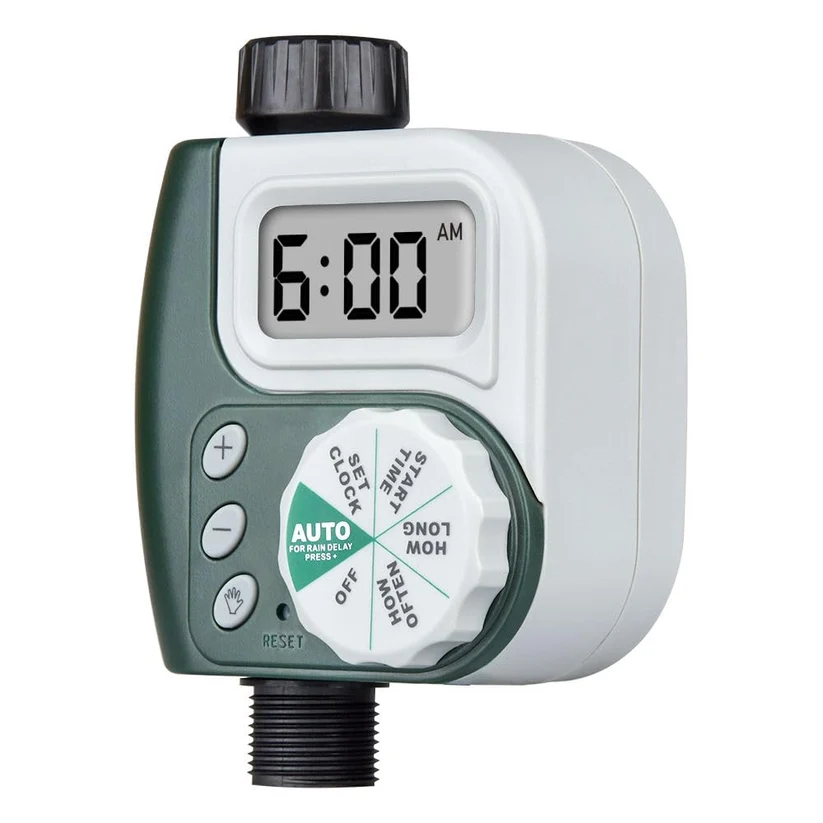 Automatic Garden Water Timer, Programmable Irrigation Tap Timer for Drip Hose Lawn Plants with Rain Delay