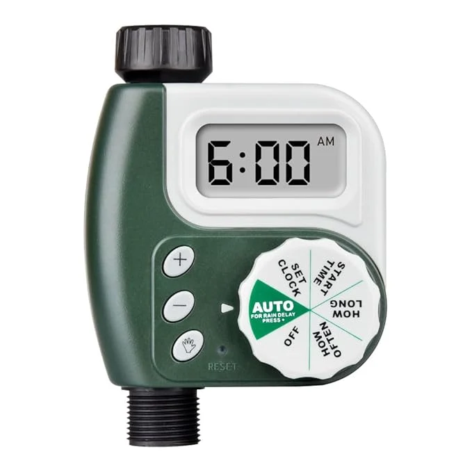Automatic Garden Water Timer, Programmable Irrigation Tap Timer for Drip Hose Lawn Plants with Rain Delay