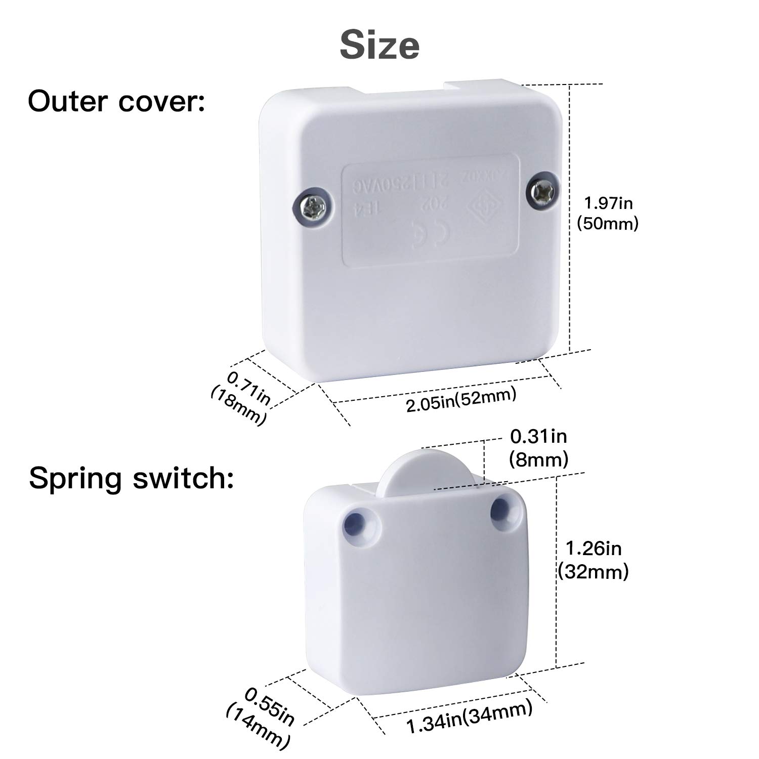 DC Wardrobe Door Sensor Light Switch, Auto ON/OFF on Door Open/Close, DC 12-24V for Almirah Cabinet LED Strip