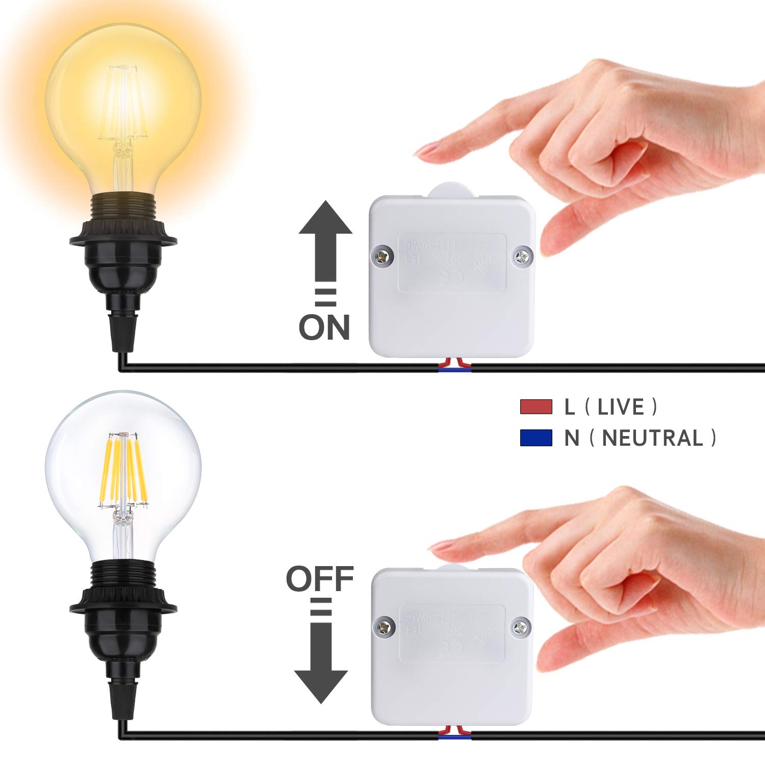 DC Wardrobe Door Sensor Light Switch, Auto ON/OFF on Door Open/Close, DC 12-24V for Almirah Cabinet LED Strip