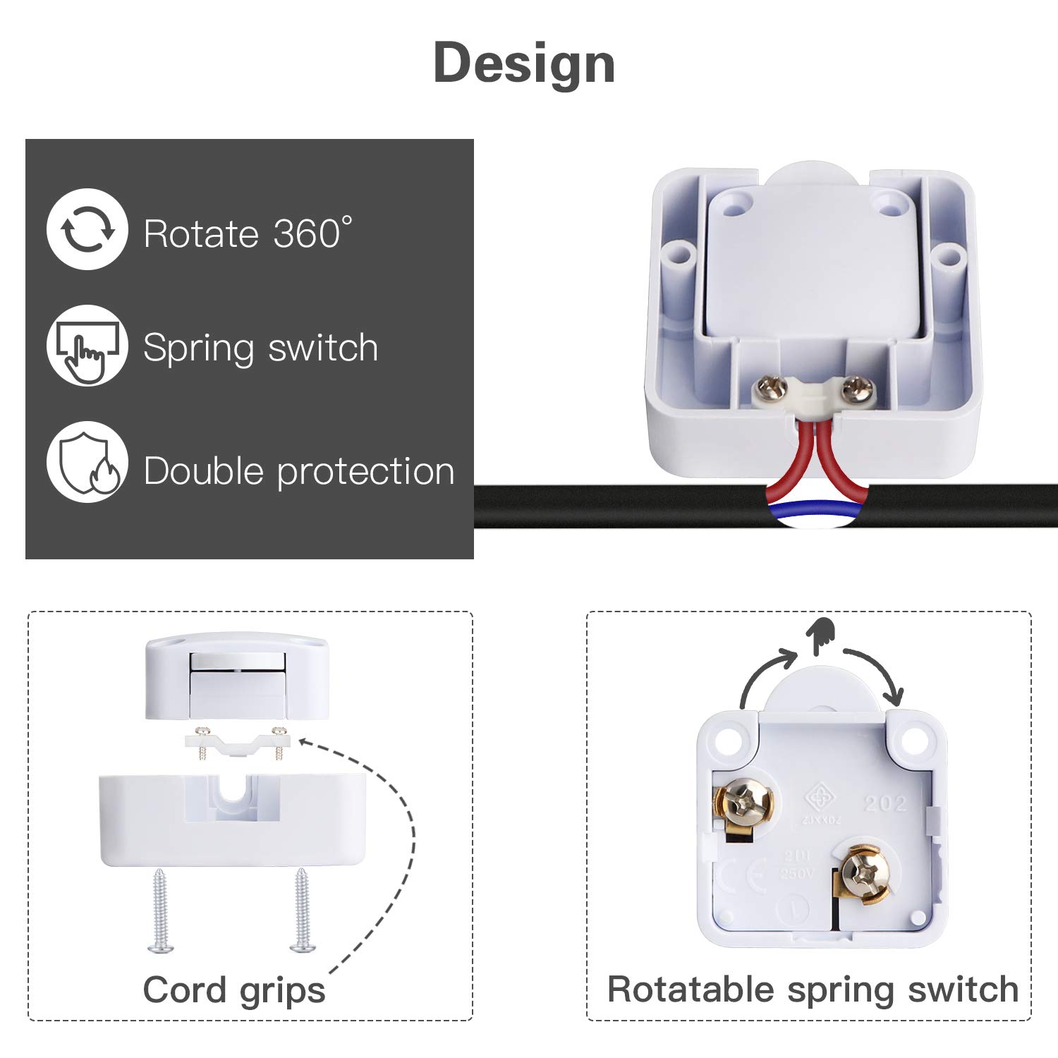 DC Wardrobe Door Sensor Light Switch, Auto ON/OFF on Door Open/Close, DC 12-24V for Almirah Cabinet LED Strip
