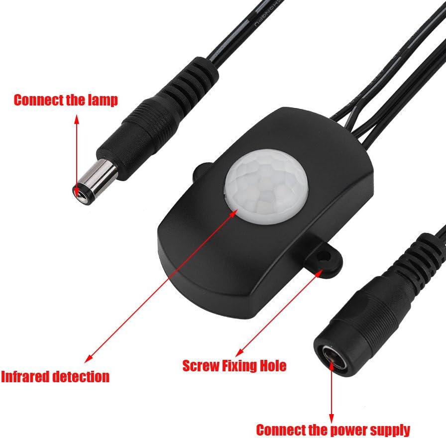 DC Wardrobe PIR Motion Sensor Switch, 140° 3-4m, DC 5-24V, 80W, for Cabinet Almirah Drawer LED Strip Lights