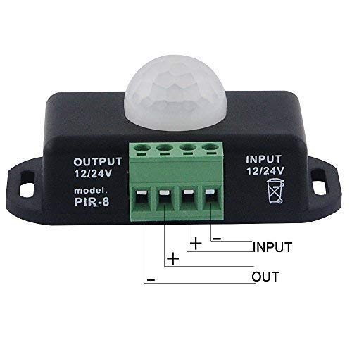 DC PIR Motion Sensor Controller for LED Strip, DC 12-24V, 6A, 8m, Adjustable 1-10min Delay, Wardrobe Cabinet