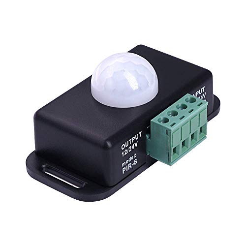 DC PIR Motion Sensor Controller for LED Strip, DC 12-24V, 6A, 8m, Adjustable 1-10min Delay, Wardrobe Cabinet