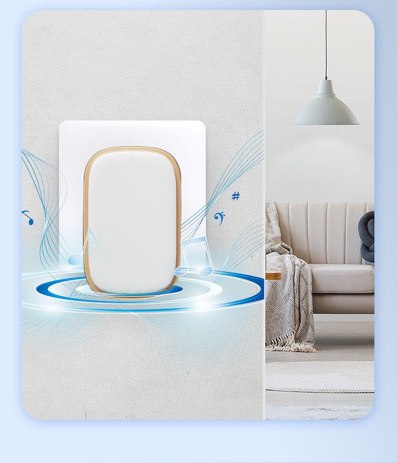Wireless Doorbell, 58 Chimes, Multi-Color LED Alert, IP55, 5 Volume Levels Extra Loud, 300m, Plug-in No WiFi