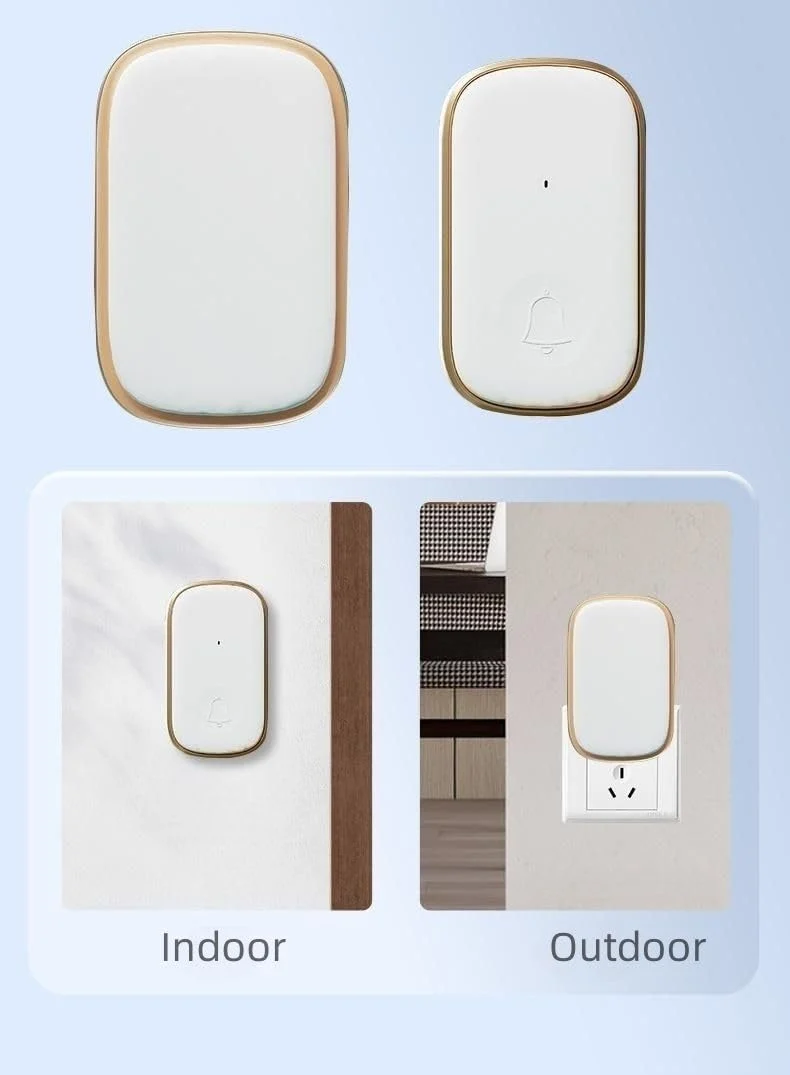 Wireless Doorbell, 58 Chimes, Multi-Color LED Alert, IP55, 5 Volume Levels Extra Loud, 300m, Plug-in No WiFi