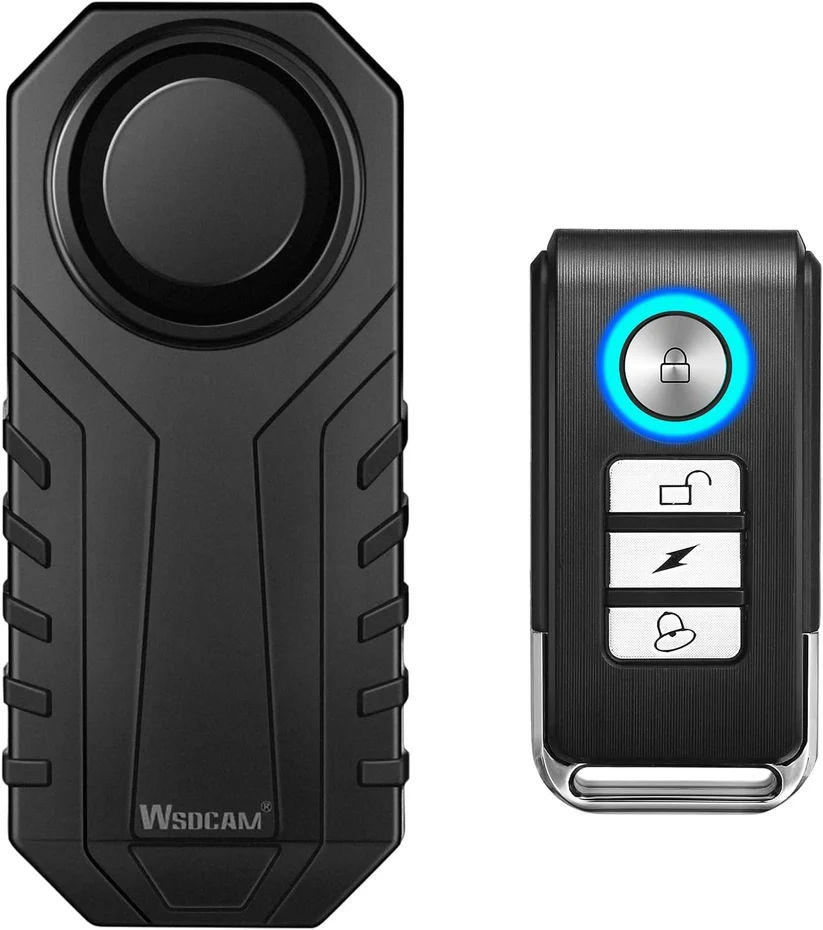 Bike Alarm Anti-Theft, Vibration & Motion Sensor, 113dB Siren, 7 Sensitivity, IP55, Remote 20m for Scooter