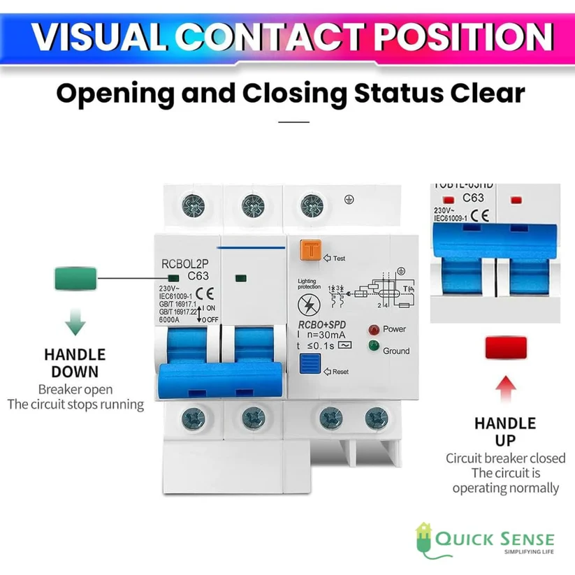 63A Miniature Circuit Breaker MCB, Single Pole Overload & Short Circuit Protection, DIN Rail for Home Industrial