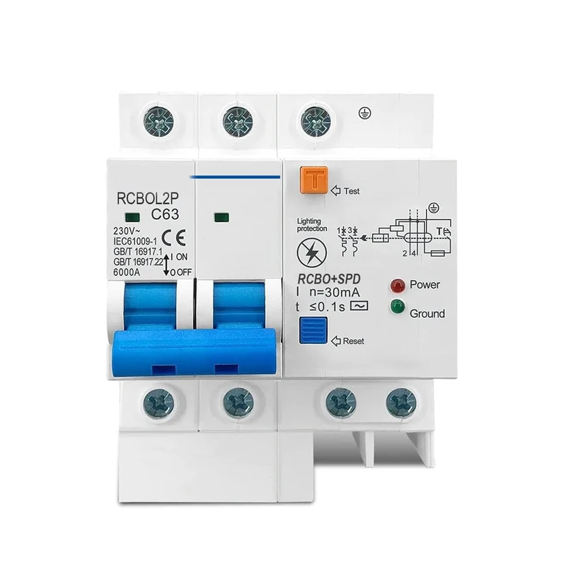 63A Miniature Circuit Breaker MCB, Single Pole Overload & Short Circuit Protection, DIN Rail for Home Industrial