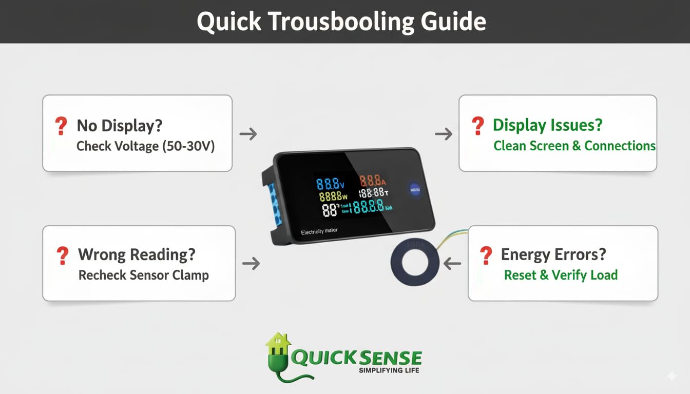 Digital Energy Meter 100A DIN Rail, 50-300V AC, 7-in-1 + Temp Time, Backlit LCD for Lab Home Sub-Metering