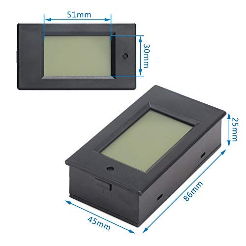 DC Energy Meter 100A, 6.5-100V DC, LCD, V A W Energy with Alarms, Panel Mount for Solar Battery RV Monitoring