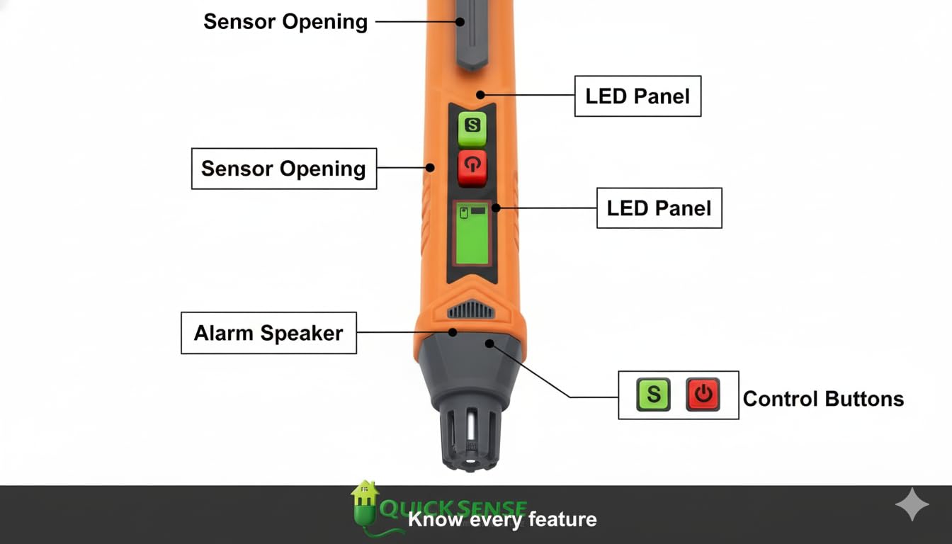 Portable Gas Leak Detector, Methane Propane LPG Natural Gas, Buzzer & LED Alarm, Battery for Home Kitchen RV