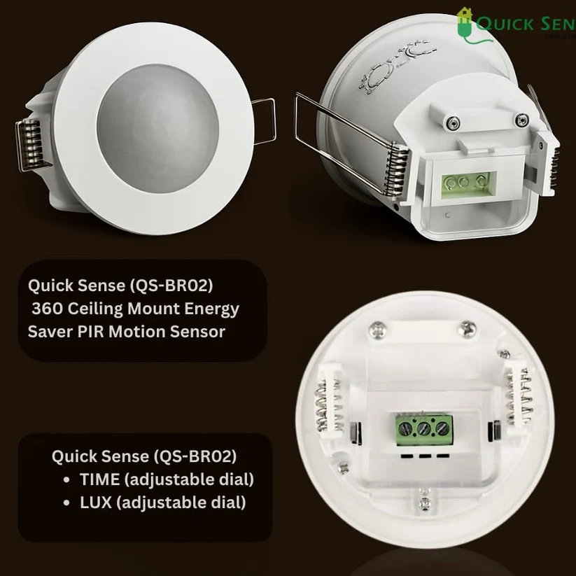 24GHz Radar Presence Sensor Switch, 360°, Detects Breath & Micro-Movement, IP54, 3-4.5m, 1200W, for Office