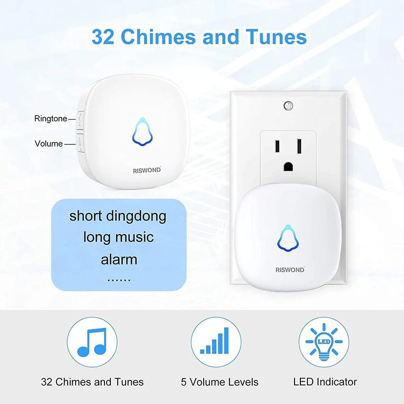 Wireless PIR Motion Sensor Alarm & Door Chime, 85dB, Multi-Melody, Compact, Entry Alert for Home Shop Store