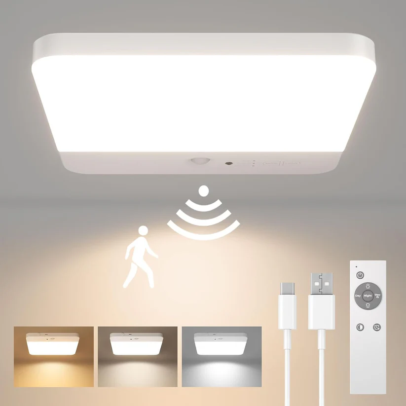 Motion Sensor Night Light, USB Rechargeable, 3 Modes, Warm White LED, Sticky & Magnetic for Corridor Closet