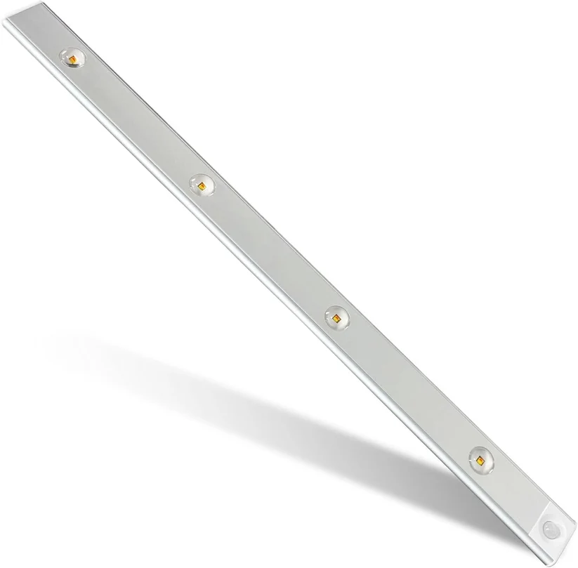 Rechargeable Motion Sensor Slim Long LED Bar Light 60cm, USB, Magnetic Stick-on for Wardrobe Kitchen Mirror