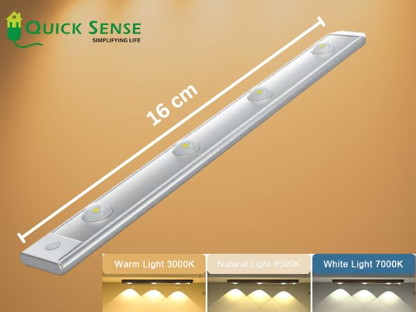Rechargeable Motion Sensor Slim Long LED Bar Light 60cm, USB, Magnetic Stick-on for Wardrobe Kitchen Mirror