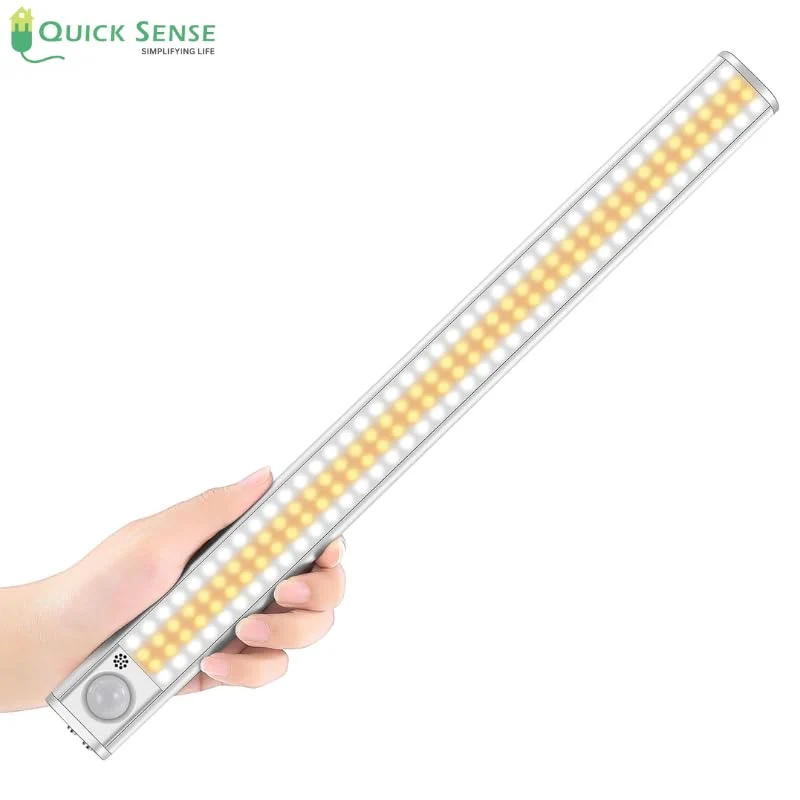 Rechargeable Motion Sensor LED Bar Strip Light, USB, Slim Magnetic Stick-on for Wardrobe Kitchen Shelf Stairs
