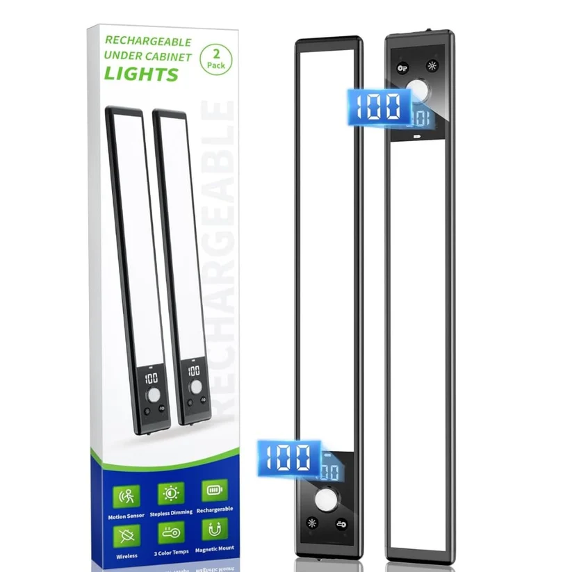 Rechargeable Motion Sensor Bar Cabinet Light, USB, LED Strip, Magnetic Stick-on for Wardrobe Almirah Kitchen