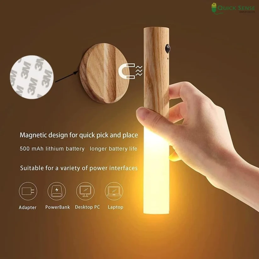 Rechargeable Motion Sensor LED Light, USB, Magnetic Stick-on for Wardrobe Almirah Cabinet Kitchen Stairs
