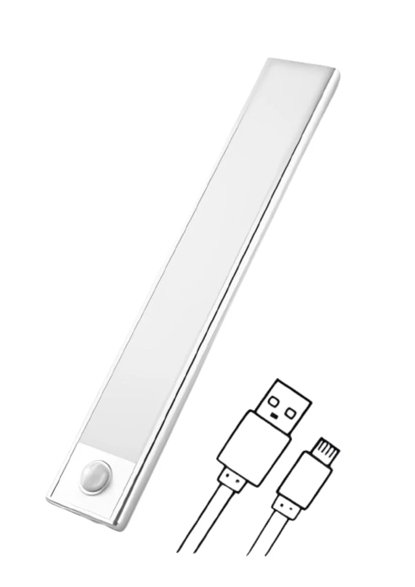 Rechargeable Motion Sensor Cabinet Light, USB, LED Battery Indicator, Magnetic Stick-on for Wardrobe Kitchen