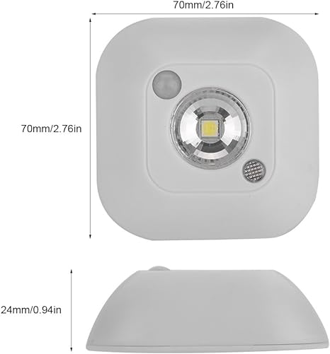 Motion Sensor Square Night Light, Battery (3xAA), White LED, Wall-Mount for Bedroom Hallway Staircase