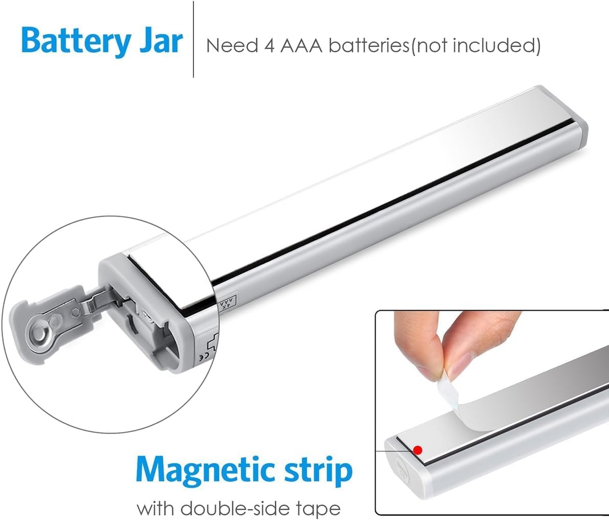 PIR Motion Sensor LED Bar Light, Battery (3xAAA), Magnetic Stick-on for Wardrobe Almirah Cupboard Kitchen