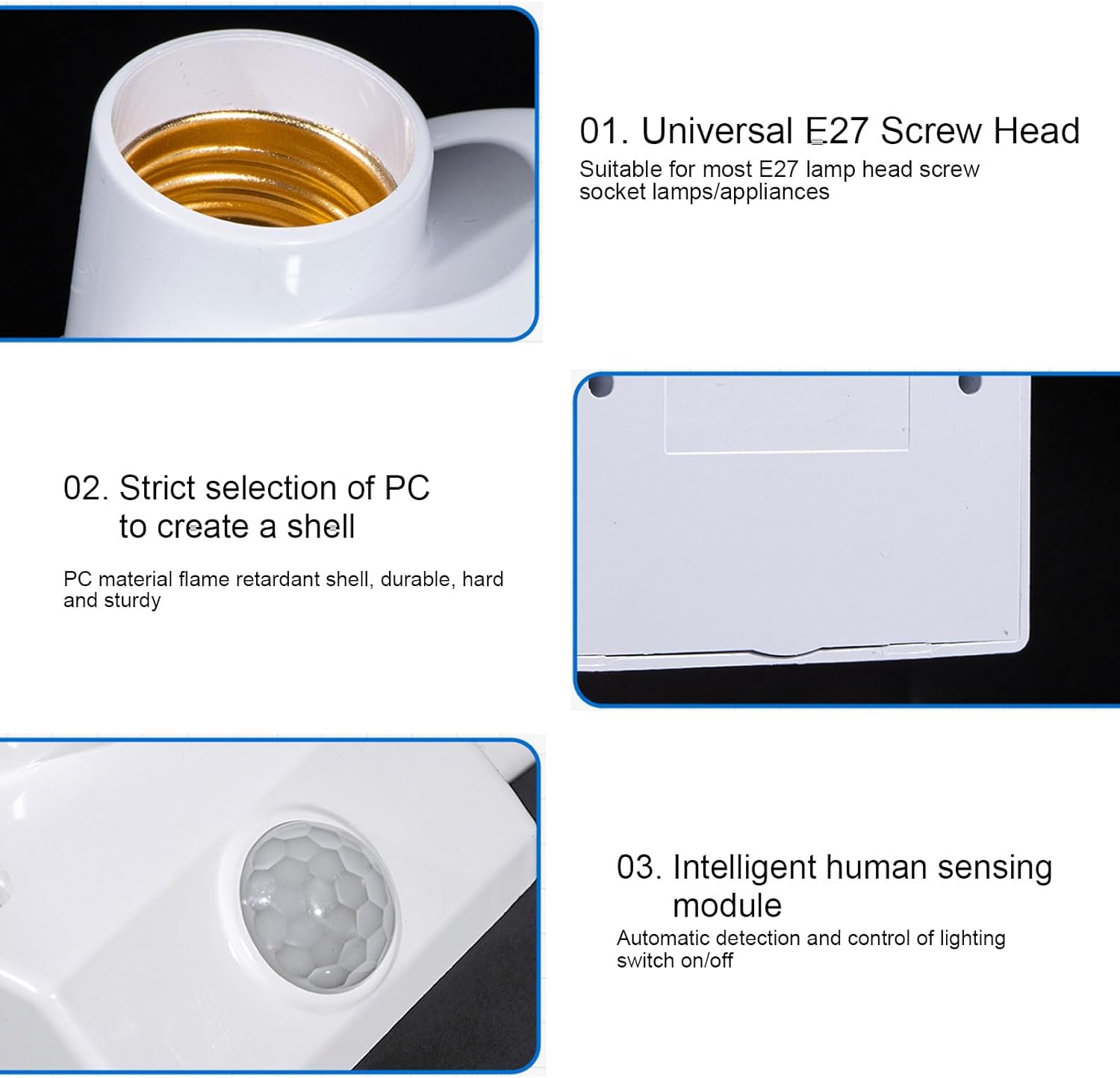 Automatic PIR Motion Sensor Lamp Holder, B22/E27 Bulb Adapter, Day Night Auto ON/OFF for LED Bulb, Staircase