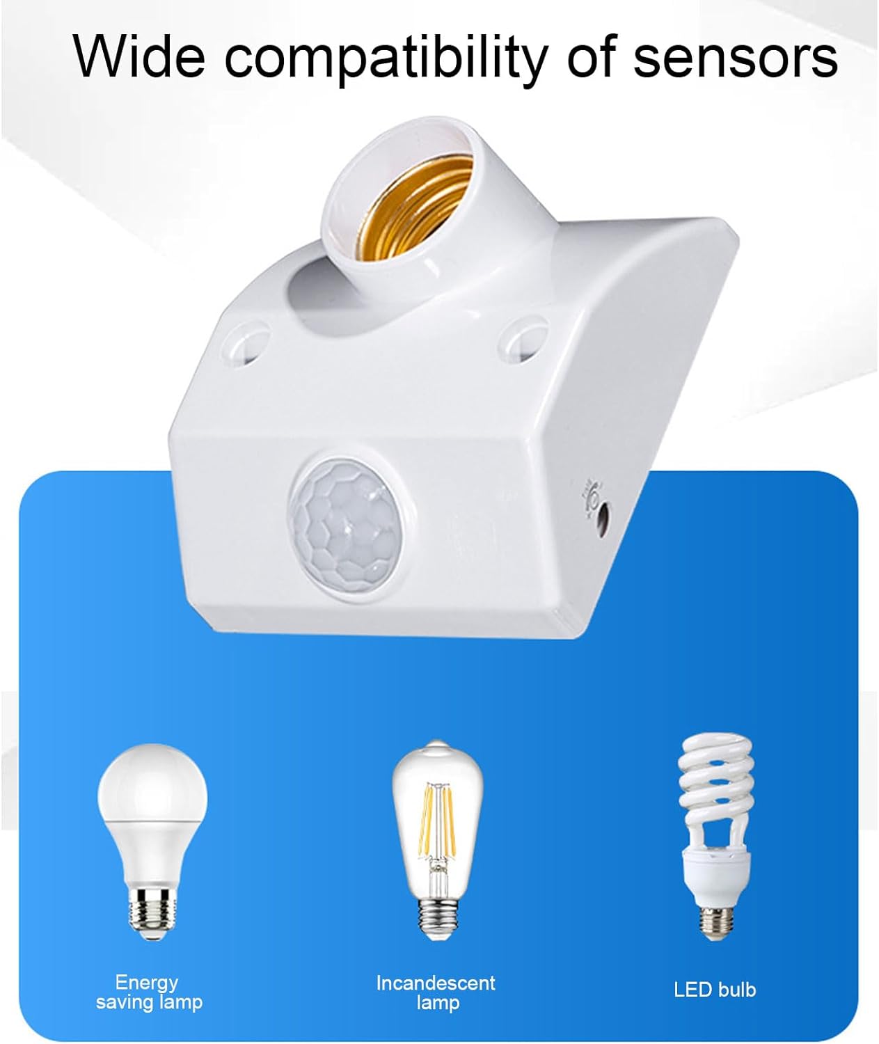 Automatic PIR Motion Sensor Lamp Holder, B22/E27 Bulb Adapter, Day Night Auto ON/OFF for LED Bulb, Staircase