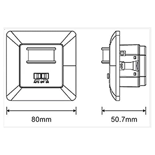 PIR Motion Sensor Wall Switch, 160° 9m, 3 Modes ON/OFF/AUTO, IP44, 800W, AC 220-240V for Home Staircase Lights