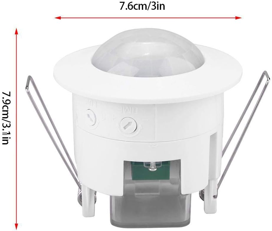 360° Ceiling PIR Motion Sensor Switch, 8m, 1200W, Day Night Auto, Adjustable Delay, AC 220-240V for LED Lights