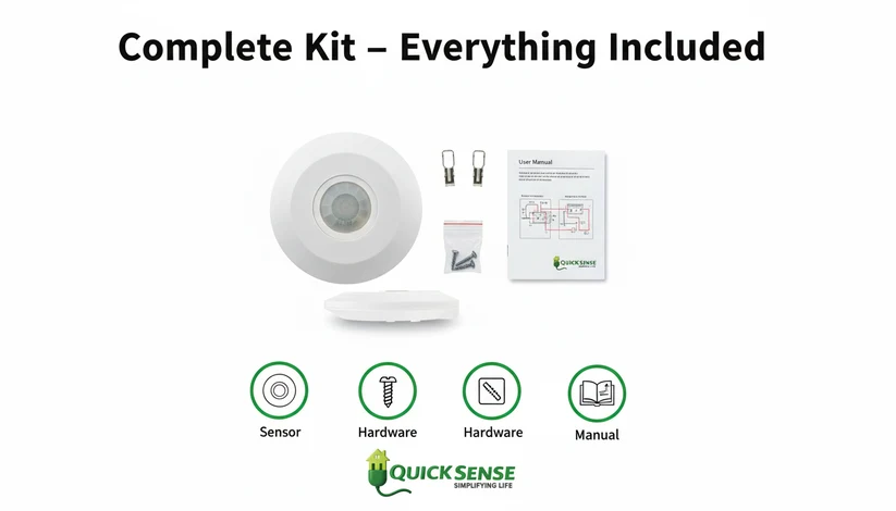 360° Ceiling PIR Motion Sensor Switch, 6m, Heavy Duty 2000W, Day Night Auto, Adjustable Delay, AC 220-240V