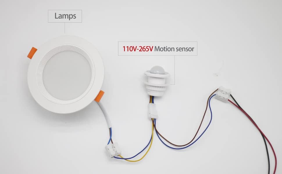 PIR Motion Sensor Switch, 110° 4-6m, Adjustable Time Delay, Day Night Auto ON/OFF, AC 120-240V for LED Lights