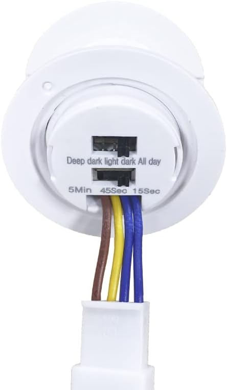 PIR Motion Sensor Switch, 110° 4-6m, Adjustable Time Delay, Day Night Auto ON/OFF, AC 120-240V for LED Lights