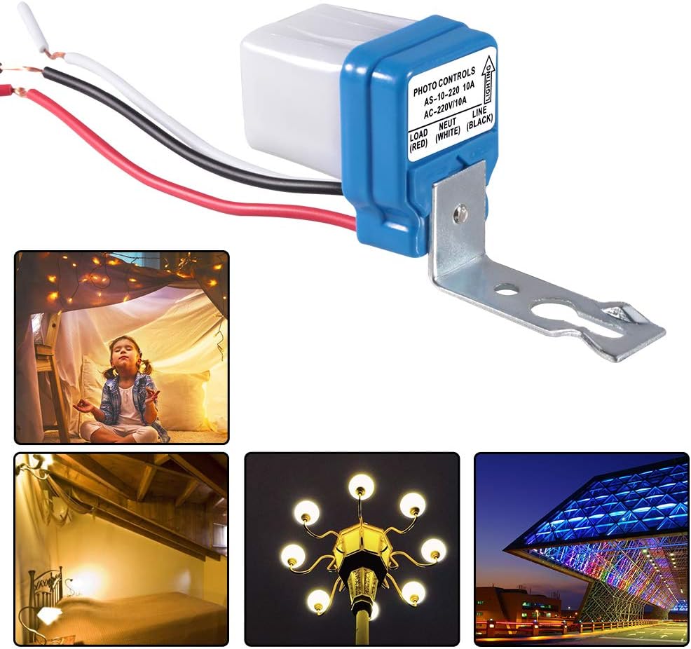 Automatic Day Night Photocell Sensor Switch, Dusk to Dawn, 6A, 220-240V, IP44 for Street Garden Home Lights