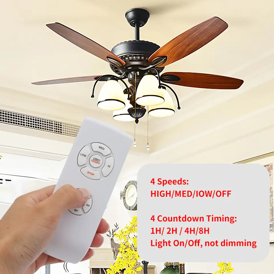 RF Wireless Remote Control Switch for Fan & Lamp, Dual Output, Through Walls, AC 85-265V for Home Office Hotel