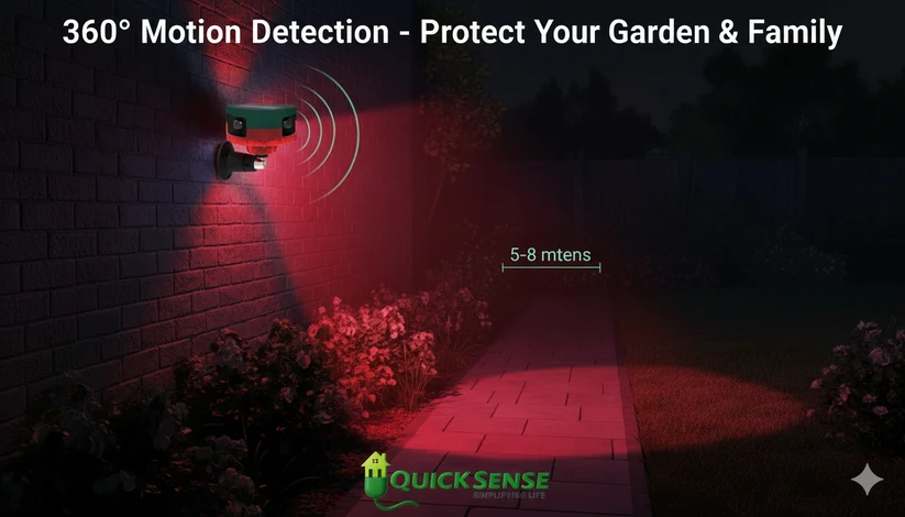 Solar Motion Sensor Alarm, 360° PIR, 130dB Siren with Strobe, IP55 Waterproof for Home Farm Perimeter Outdoor