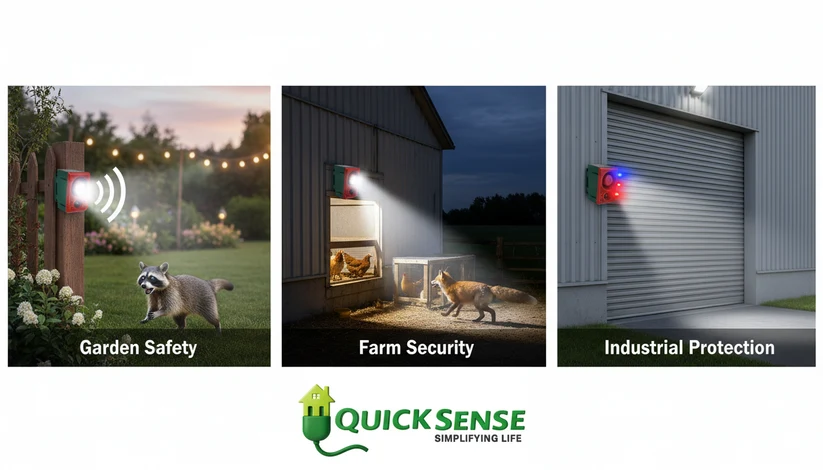 Solar Motion Sensor Alarm, PIR, 130dB Recordable Siren, Strobe, 3 Modes, Remote, IP55 for Home Farm Outdoor