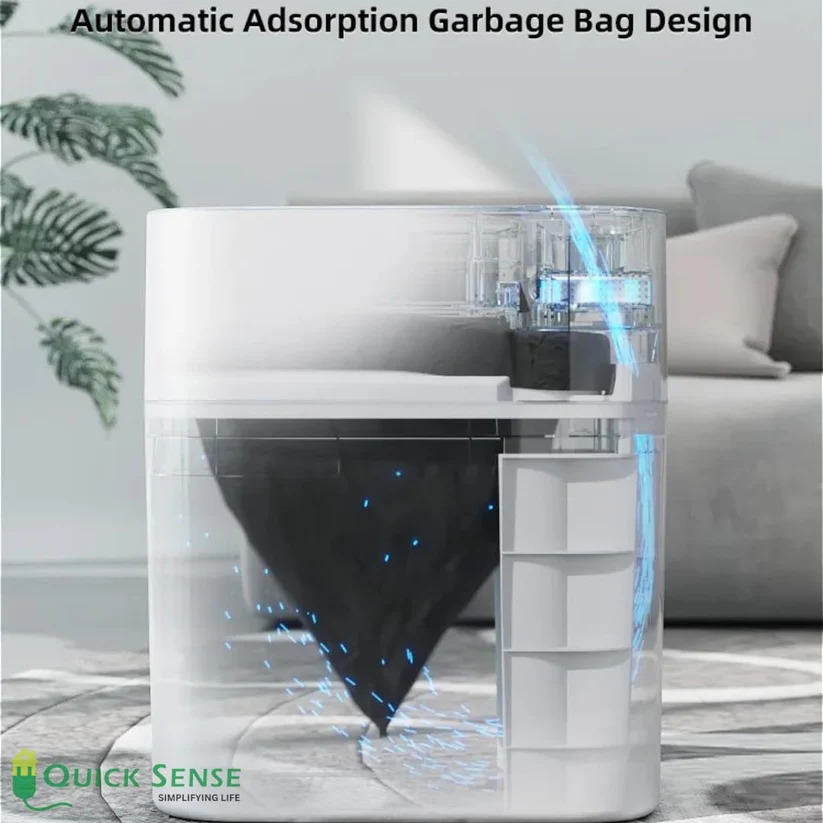 Automatic Motion Sensor Dustbin, Touchless Smart Trash Can with Infrared Lid for Kitchen Bedroom Office Bathroom